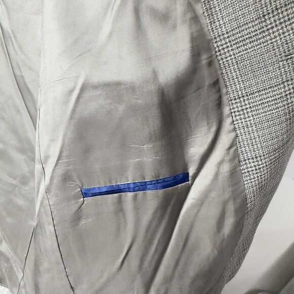 Men’s 46R Wool Blazer Grey Plaid Sport Coat Classic Fit Made in Canada - Picture 10 of 15